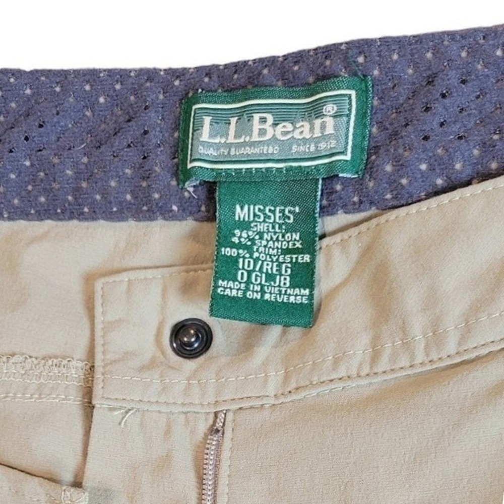L.L. Bean Hiking Pants Women 10 Reg Tan Nylon Spandex Bungee Hem Outdoor Classic - Picture 5 of 9